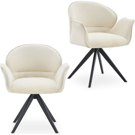 Lot de 2 chaises GIRONA blanc crème (Lot de 2) (1/4)