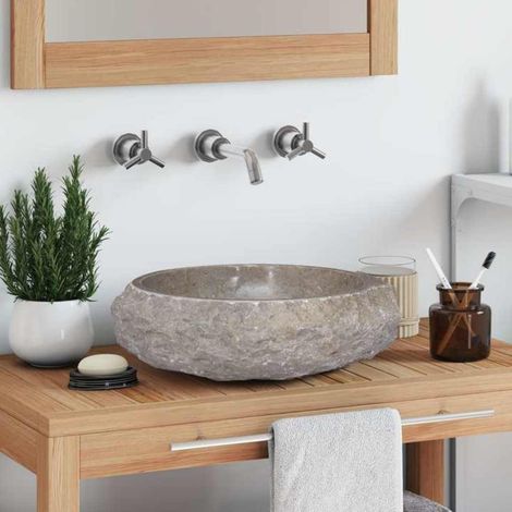 vidaXL Lavabo gris mármol Ø40x12 cm (1/4)