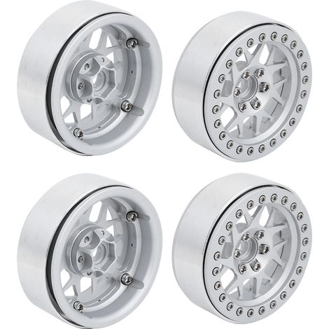 Jantes Métalliques 2.2 Pouces pour Voiture RC Crawler 1/10, Compatibles Axial SCX10, TRX-4 et D90, Argenté - 4 Pièces (1/5)