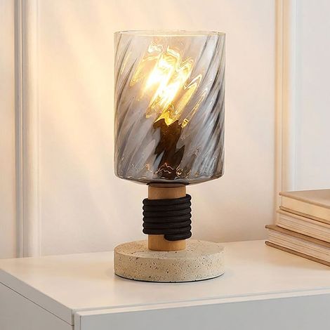 Lampe de table LED, lampe d'appoint, lampe de lecture, interrupteur, couleur fumée, intensité réglable, H 25,4 cm (1/5)