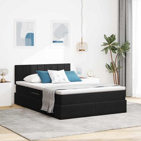 vidaXL LED-Speicherbett mit Matratze Schwarz 140 x 190 cm Samt (1/5)
