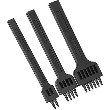 BEBUSINGOTO 3 piezas de 4 mm, herramientas para manualidades de cuero, cincel de 2/4/6 puntas, herramienta de punzón de acero para costura manual, punzón de costura con diamantes (1/5)