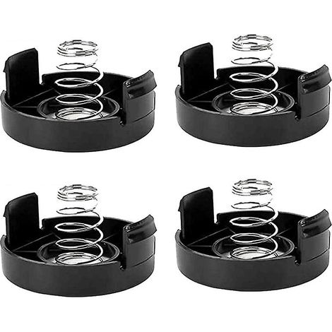 4 capuchons de bobine 682378-02 avec ressort, compatibles avec les débroussailleuses GLC12, GL250, GL310 et GL360 (pièces de rechange noires). (1/5)