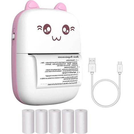 Imprimante thermique - STILLCOOL - Mini Pocket - Bluetooth - 5 rouleaux de papier - Rose (1/4)