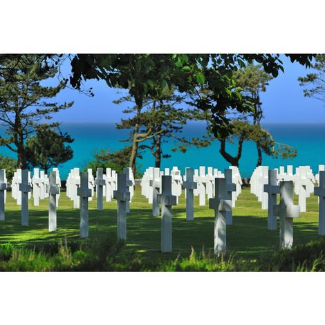 Tableau sur toile cimetière Américain de Colleville-sur-Mer 65x97 cm - Impression sur Toile Murale Décorative - Image imprimée en HD sur Toile - Toile sur Châssis en Bois FSC - Fabriqué en France (1/5)