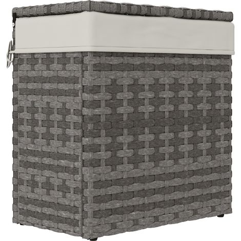 Polyrattan Kissenbox Auflagenbox Garten Truhe Aufbewahrungsbox mit Innenfutter Gewebe 57x34x62cm Grau