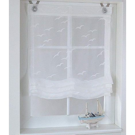 Store bateau à oeillets blanc transparent largeur 60 cm x hauteur 130 cm