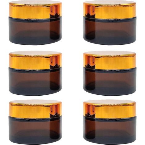 6er Set Amber Glas Cremedose 50ml Tiegel Schraubverschluss Behälter für Kosmetik (1/5)