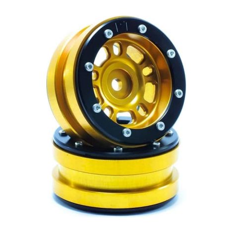 Beadlock Wheels PT- Distractor Gold/Black 1.9