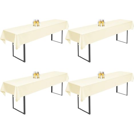 4er Set Biertischhussen Beige 260x110cm, waschbar, für 50/70cm Tische
