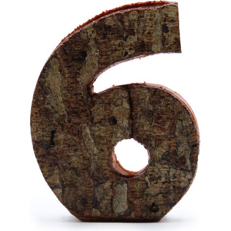 Numéro d'écorce rustique - "6" - 7 cm- Vendu par 1