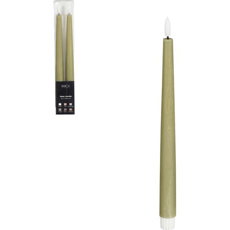 Mica Decorations LED Spitzkerze taupe Ø 2 x 29 cm warmweiß - 2 Stk. Flammenlose/LED-Kerze