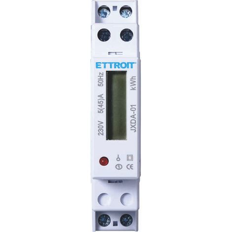 Contatore energia elettrica monofase 220V 5-45A Occupa 1 Modulo Guida DIN Ettroit JXDA-01 (1/7)
