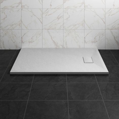 NRG 1200 x 800mm SMC White Rectangle Slate Effect Bathroom Shower Tray (1/5)