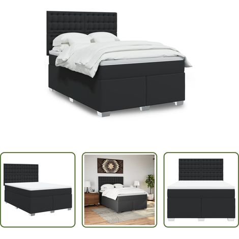 vidaXL Kunstlederbett - Boxspringbett mit Matratze Schwarz 140x190 cm Kunstleder (1/5)