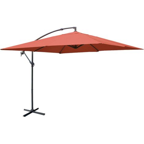 Offset square parasol 3x3m - Hardelot 3x3m - Terracotta - Anti-return crank handle Water-repellent fabric Easy to use (1/5)