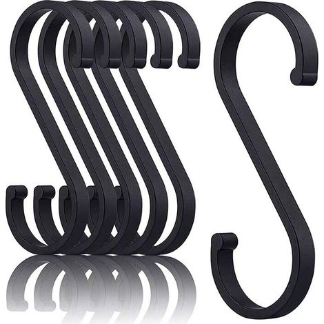 6 crochets en S en métal noir, pour cuisine et salle de bain (1/5)