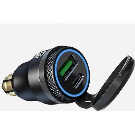 Adaptateur USB allume-cigare - Pour Moto BMW, DIN/Hella - Fiche UE USB C PD 3.0 & QC 3.0 (1/4)