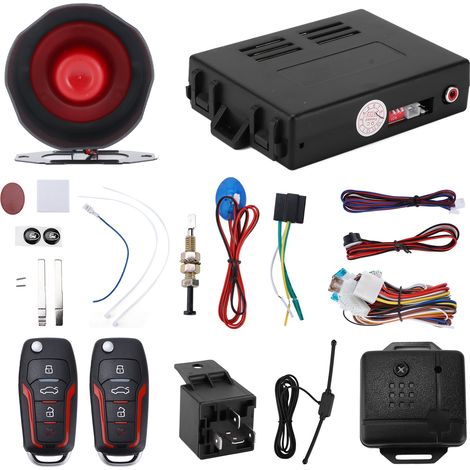 Alarme Voiture 12V avec Télécommande Entrée Sans Clé, Système Électronique Auto Universel pour Tous Véhicules 12V (1/4)