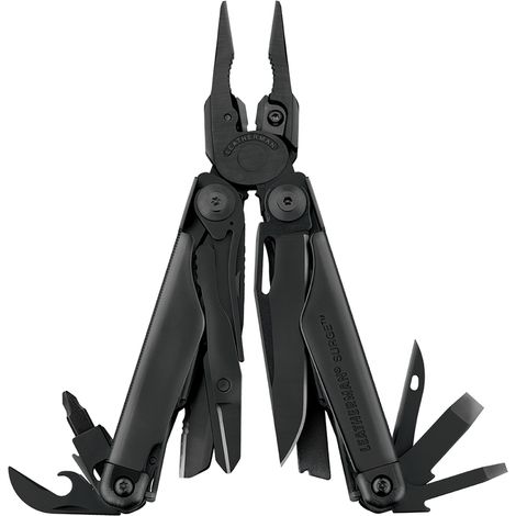 Pince multifonctions SURGE® Black – 21 outils en 1 – Acier inoxydable HC420 – Lame 7.87 cm – Outils verrouillables et accessibles d'une main – Leatherman