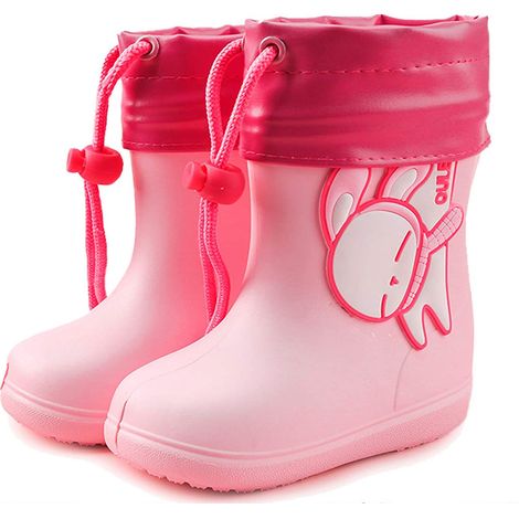 Bottes De Pluie Enfant - Caoutchouc Et EVA - Hauteur Mollet - Antidérapantes - Imperméables - Sans Fermeture - Par Paquet De 1 (1/5)