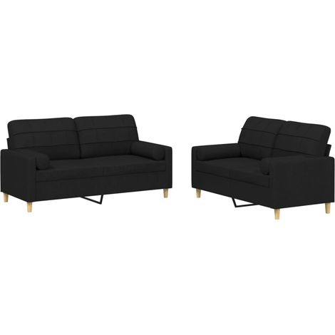 Maison Exclusive - Set Divani 2 pz con Cuscini Nero in Tessuto (1/5)