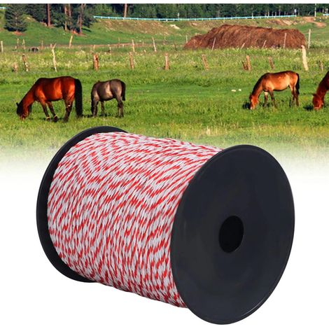 500m Fil Cloture Electrique, Fil Clôture Électrique Chevaux, 6 Brins Métalliques Mixtes, Diamètre 2 mm, Accessoire de Haute Conductivité pour Ferme, Bétail, Mouton, Cheval (Rouge Blanc) (500m) (1/5)