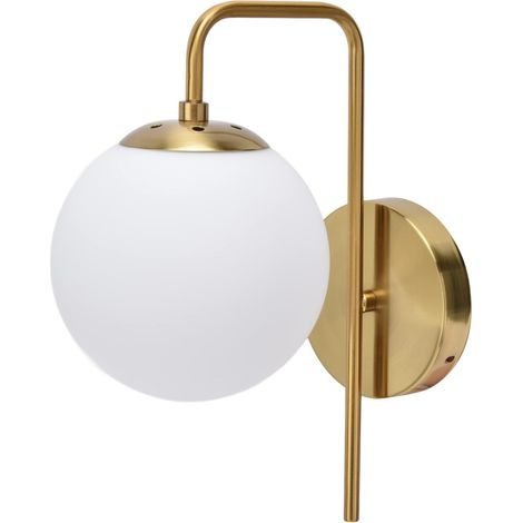 Applique Murale Boule de Verre Style Nordique Moderne, Texture Givrée avec Support Métal Doré, Pour Chambre à Coucher, E27 110-240V (1/5)