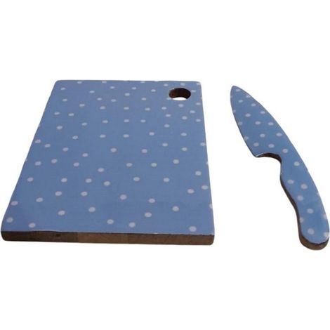 Chopping Board with Knife - MDF - L2 x W18 x H23 cm - Blue