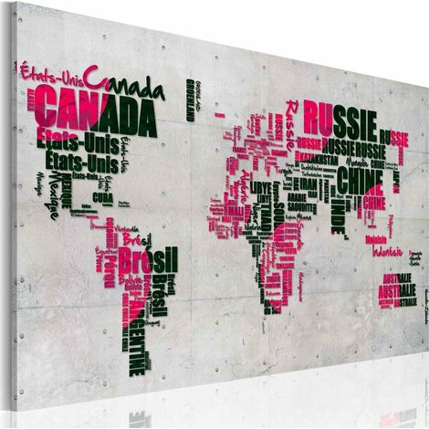 Tableau carte du monde en français - 90 x 60 cm (1/4)