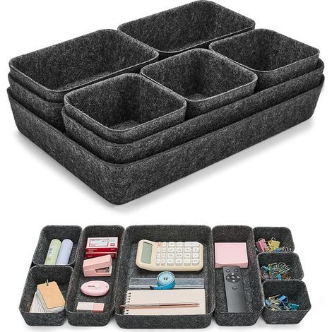 Lade Organizer Vilt – Flexibele & Stevige Ladeverdeler, Set van 8 Vilten Bakjes voor Kast, Bureau, Ladekast, Opbergsysteem voor Thuis & Kantoor (1/5)
