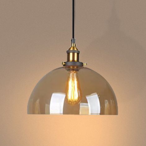 Suspension luminaire industrielle E27 en verre noir – Abat-jour rétro 20cm – Hauteur 33cm – Tension 220-240V pour espaces modernes – Norcks (1/5)