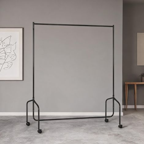 Porte-manteau preto en métal 150 x 60 x 170 cm (1/5)