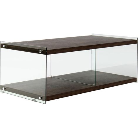 Mobile Porta TV Elementary in Vetro Temperato e Legno Marrone (1/3)