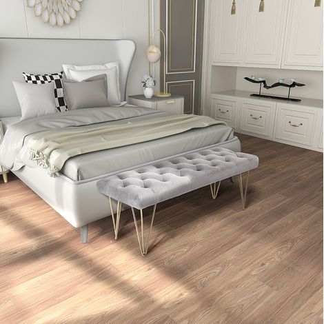 Banc d’entrée velours gris 116x44,5x49 cm HAVRYA (1/3)