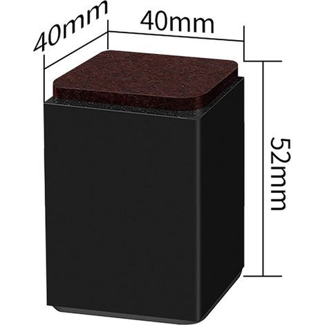 Rehausseurs de meubles en acier carbone 5,2 cm de large, 4 cm de long, autocollants, rehausseurs de meubles, pieds de lit, pieds de meubles, pieds de table, pieds d'éléphant pour lit, pieds de table (1/4)