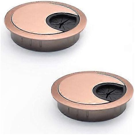 Presse-étoupes double en finition métal brossé, gestion de câbles pour bureau, diamètre 53 mm, passe-fils robuste, organisateur de câbles 2 entrées, accessoire de fixation élégant. (1/2)