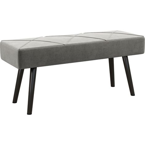 Banquette en velours gris 100x36x45 cm, canapé rembourré pour chambre ou salon, meuble moderne et élégant (1/5)
