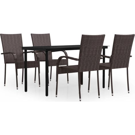 Ensemble à manger de jardin 5 pcs,Salon de jardin Marron et noir CFW50307 (1/5)