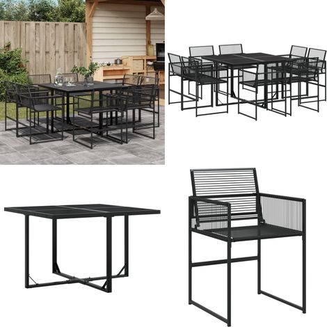 9-tlg. Garten-Essgruppe Schwarz Poly Rattan - Gartentisch - Gartenstuhl - Gartenmöbelset - Outdoor Essgruppe - Terrassenmöbel - Home & Living (1/5)