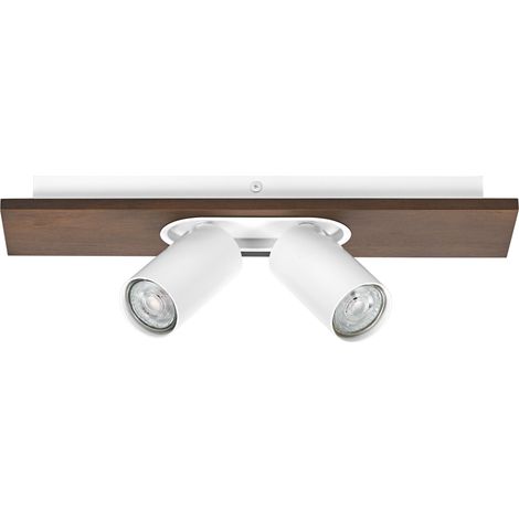 OSRAM DECOR SPOT MERCURY, 2 x 3,4W, 460lm, aspect bois, blanc, spot, têtes réglables, utilisation polyvalente, spot d’intérieur, ampoules LED remplaçables, ton blanc chaud, GU10 (1/4)