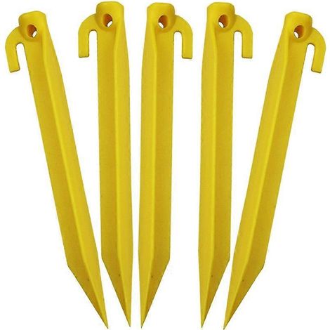 Lot de 5 piquets de tente en nylon de 18,5 x 2,5 cm pour la sécurité en extérieur, le camping et la randonnée, pour la fixation de plantes sur la plage ou dans le jardin. (1/5)