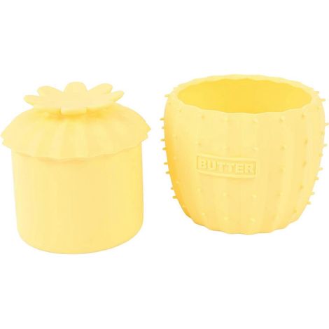 Butterdose mit Deckel, wasserdicht, hitzebeständig, aus Silikon, gelb