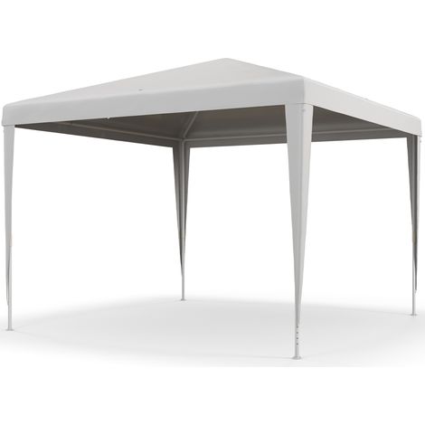 Carpa desmontable 3x3 m Gazebo cenador exterior con 4 orificios drenaje tubo acero blanco