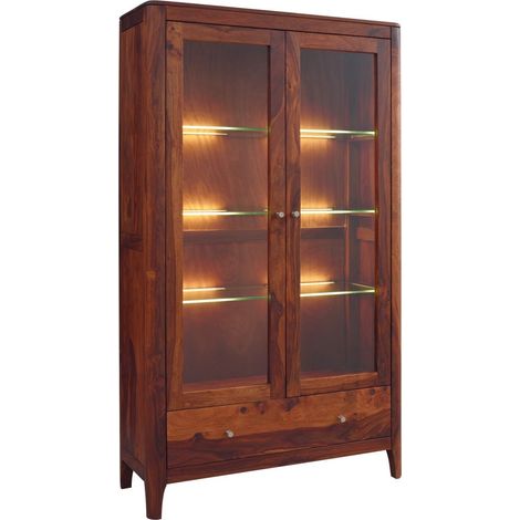 vetrina in legno di Sheesham / palissandro 100x40x178 Noce oliato BROOKLYN 27 (1/4)