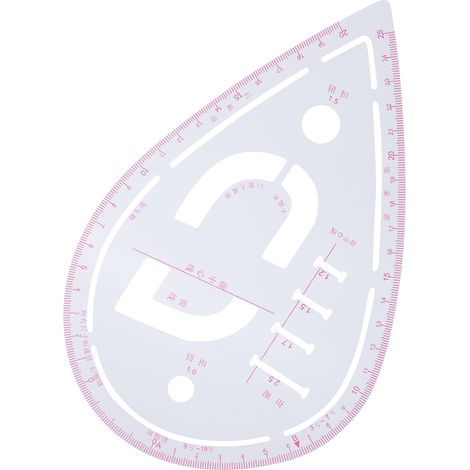 Règle multifonctionnelle pour manches, vêtements, découpe, poches, encolure, traçage de cercles, placement de courbes 6403 (1/5)