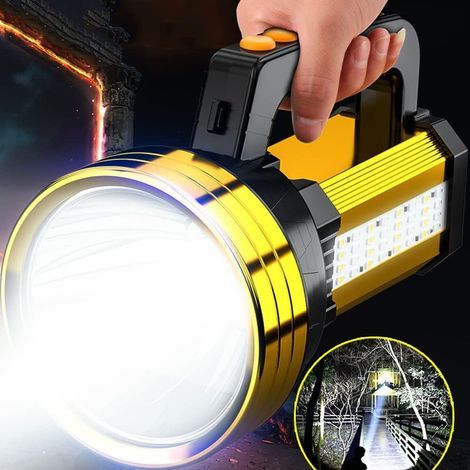 Lampe torche LED d'extérieur à forte luminosité, projecteur multifonctionnel, ampoule P50 avec mèche et fonction de variation d'intensité, idéale pour la randonnée, le camping et les situations d'urge (1/5)