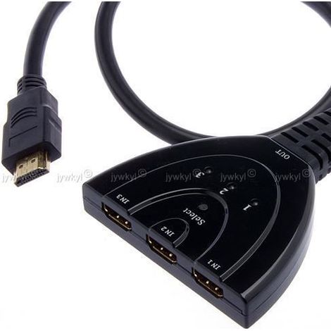 Adaptateur HDMI Convertisseur 3 Entrées vers 1 Sortie Boîte Commutateur HDMI pour HD TV (1/2)