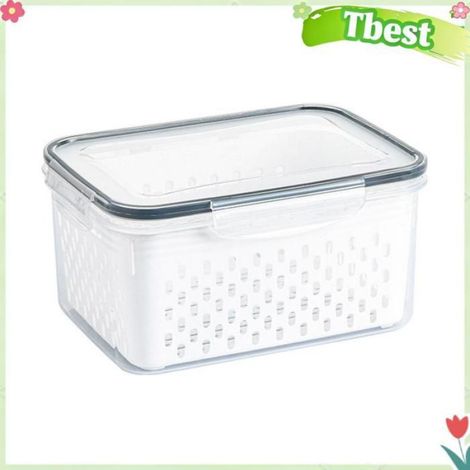 Panier de rangement de vidange, boîte transparente étanche, conteneurs de stockage des aliments avec passoire amovible pour (1/4)