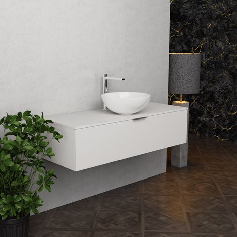 Inda - Meuble de salle de bain L.120 avec vasque à poser / Blanc (1/5)